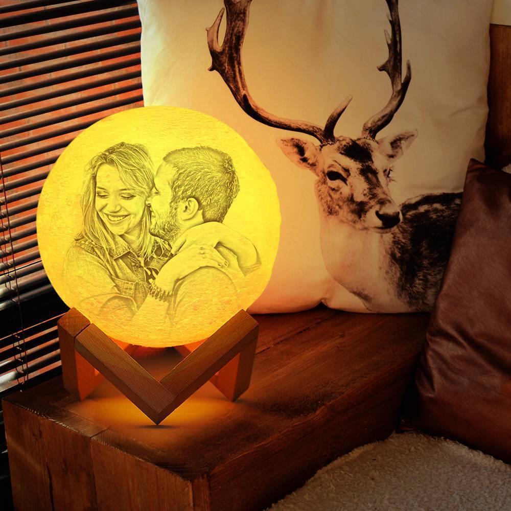 Photo Moon Lamp, Custom 3D Photo Light, Lamp Moon - Touch Two Colors 15cm