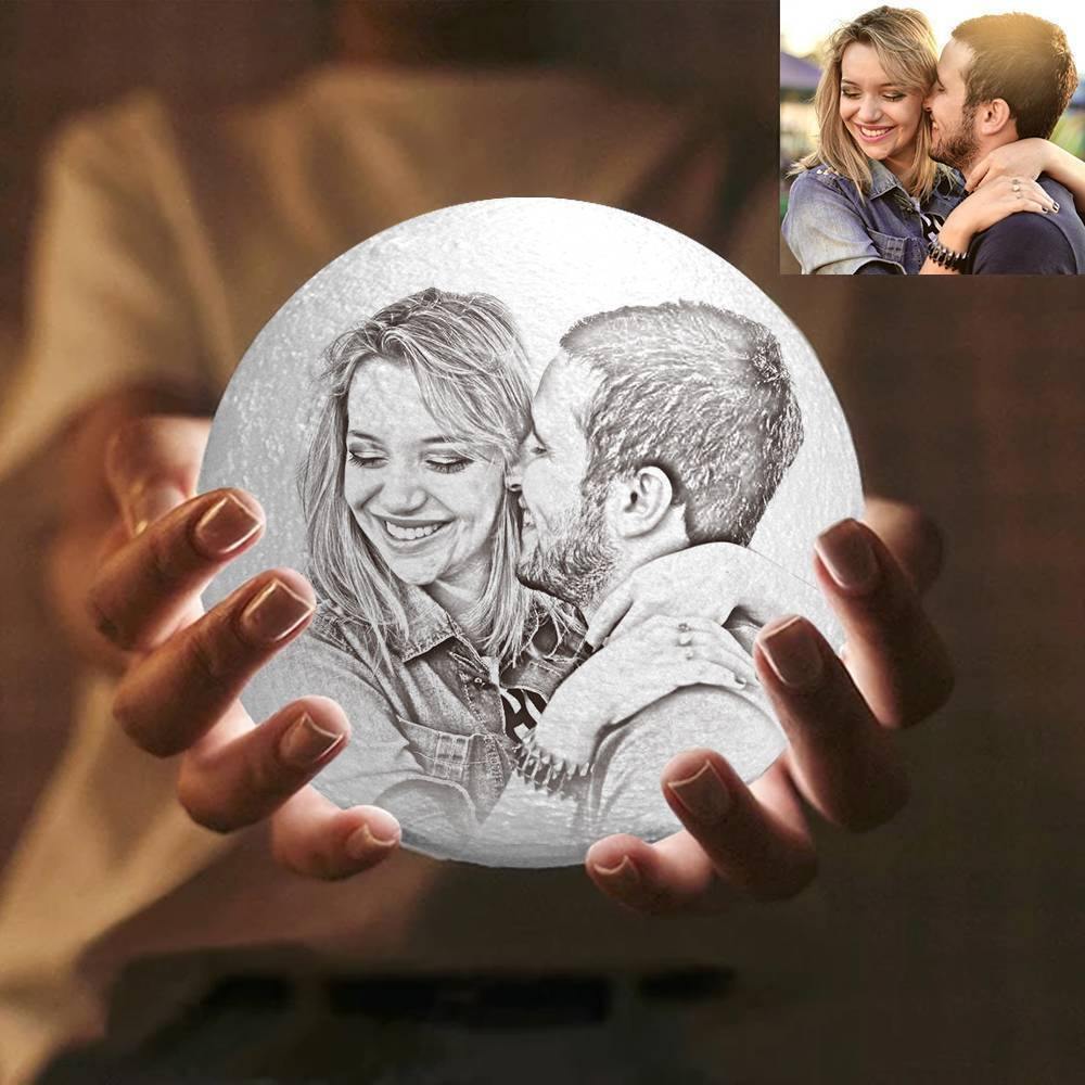 Photo Moon Lamp, Custom 3D Photo Light, Lamp Moon - Touch Two Colors 15cm