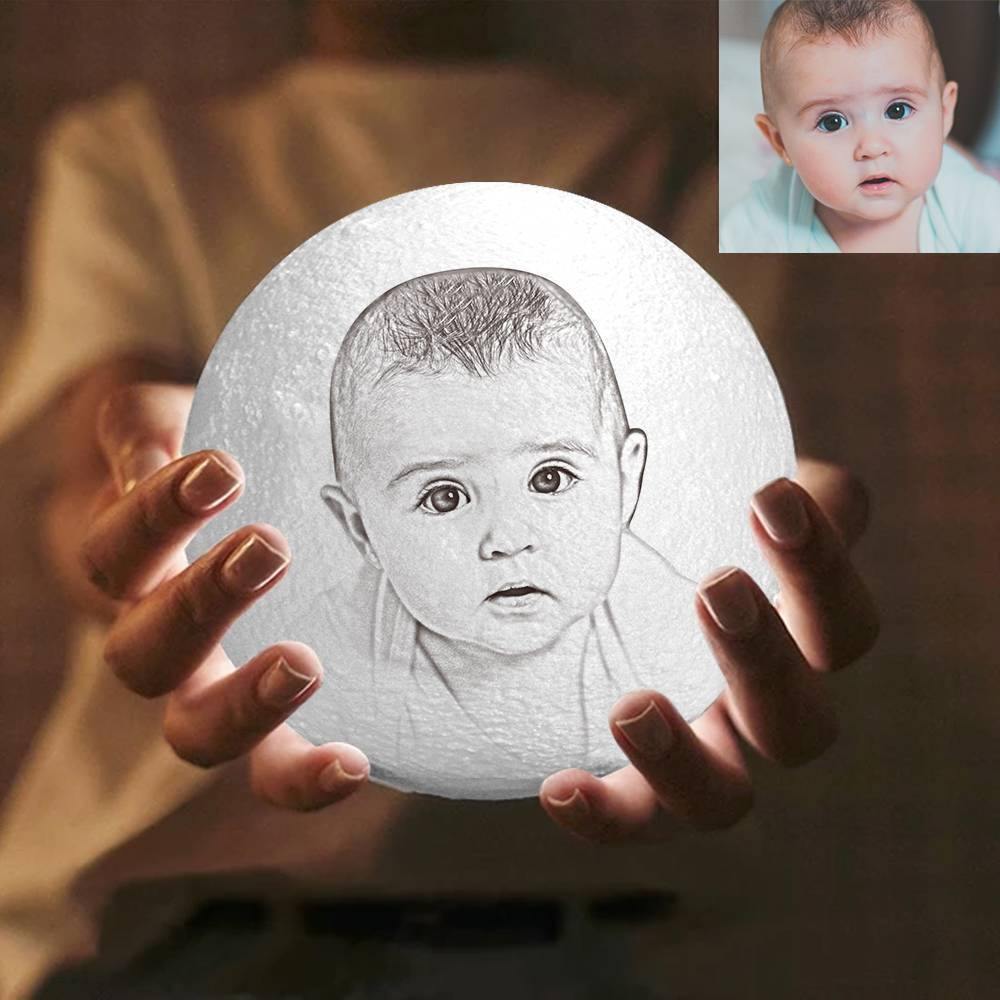 Photo Moon Lamp, Custom 3D Photo Light Baby Gift - Touch Two Colors 10-15cm