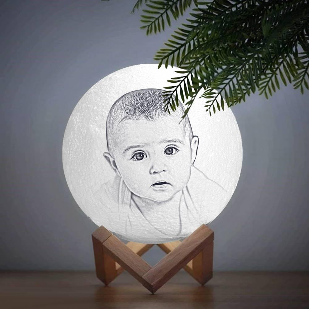 Photo Moon Lamp, Custom 3D Photo Light Baby Gift - Touch Two Colors 10-15cm