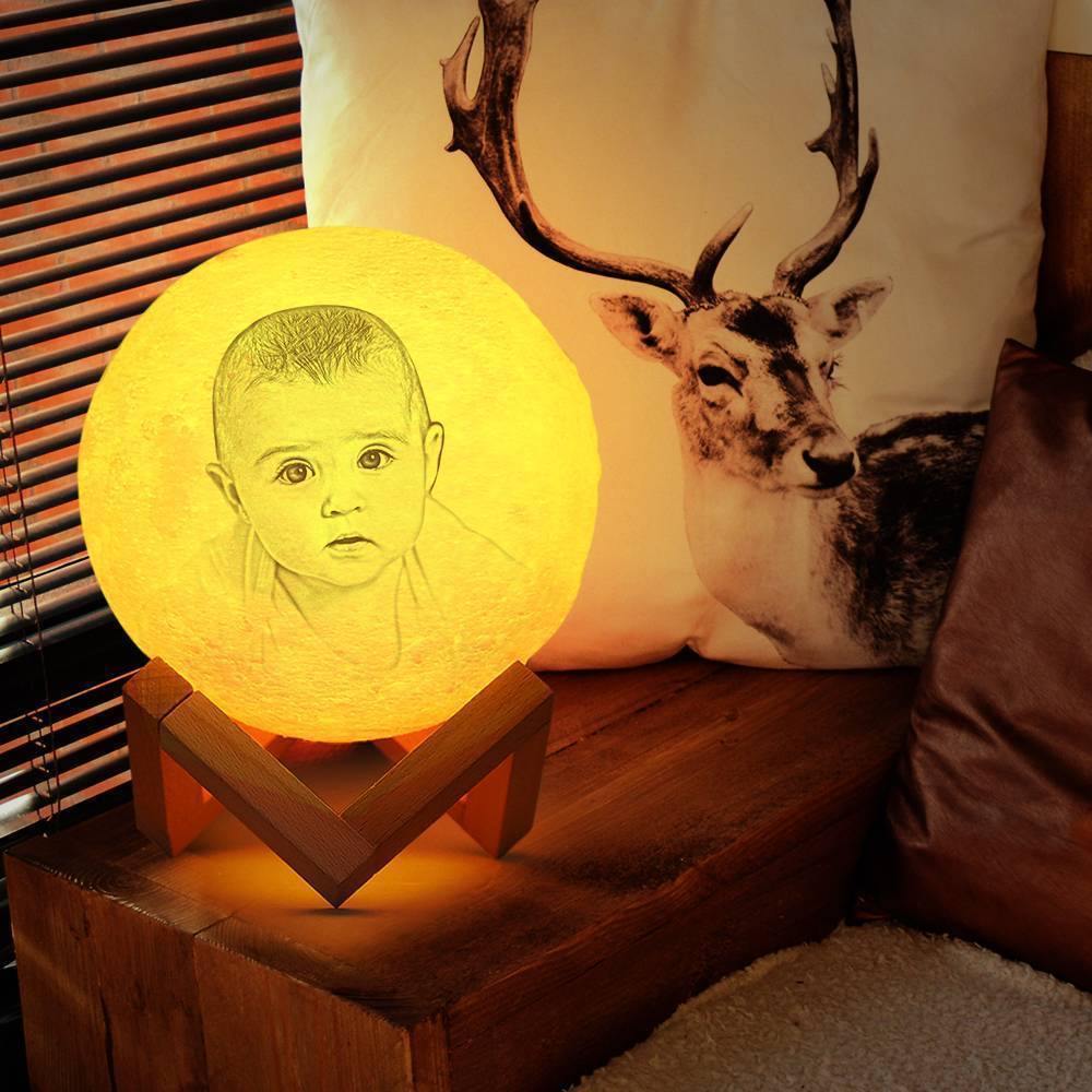 Photo Moon Lamp, Custom 3D Photo Light Baby Gift - Touch Two Colors 10-15cm