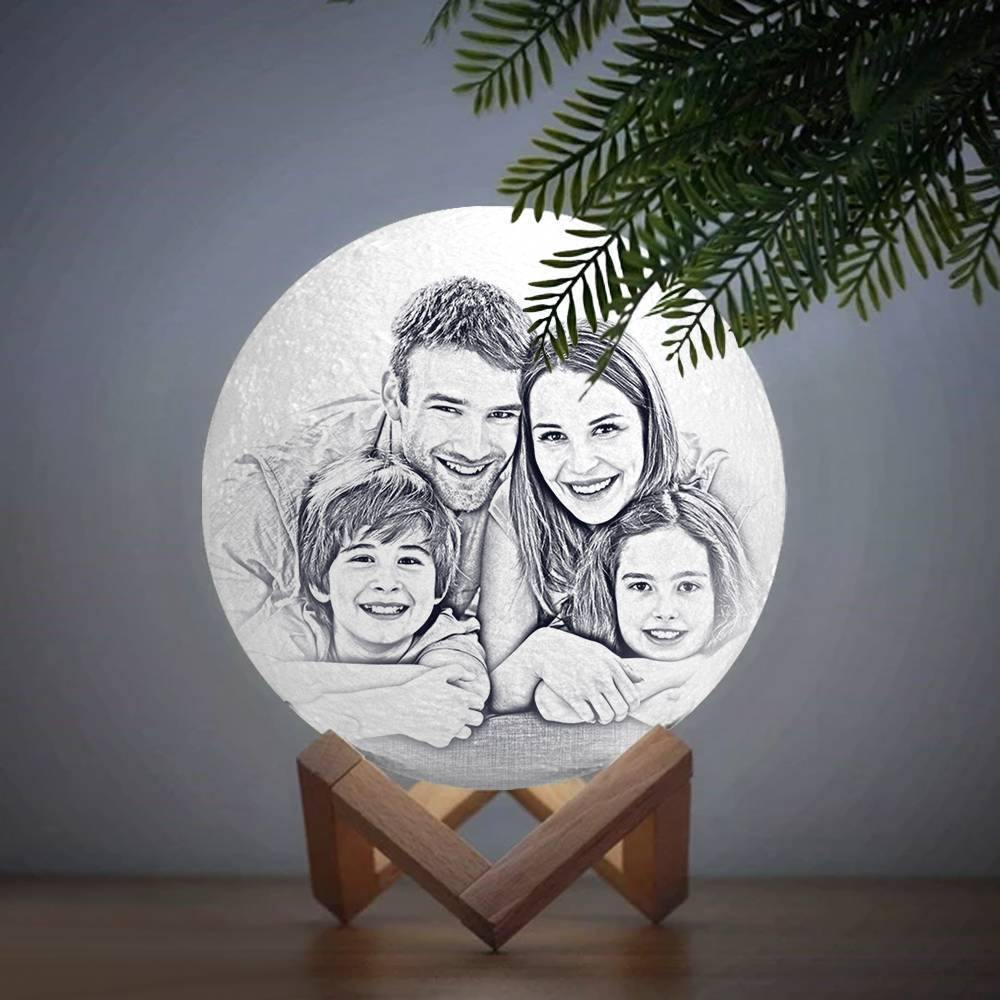 Photo Moon Lamp, Custom 3D Photo Light, Memorial Gift - Touch Two Colors 10-15cm