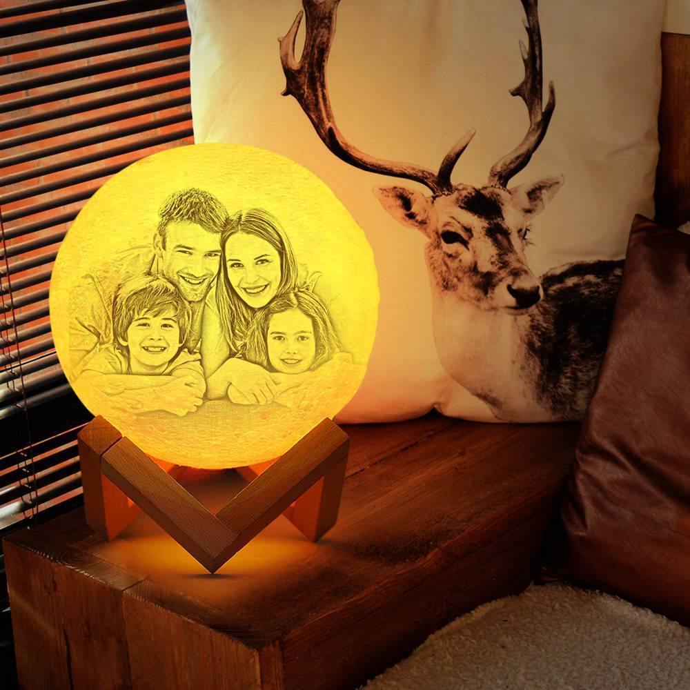 Photo Moon Lamp, Custom 3D Photo Light, Memorial Gift - Touch Two Colors（10-20cm）