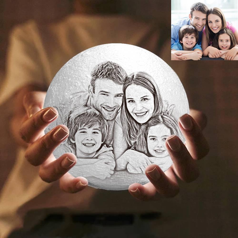 Photo Moon Lamp, Custom 3D Photo Light, Memorial Gift - Touch Two Colors 10-15cm