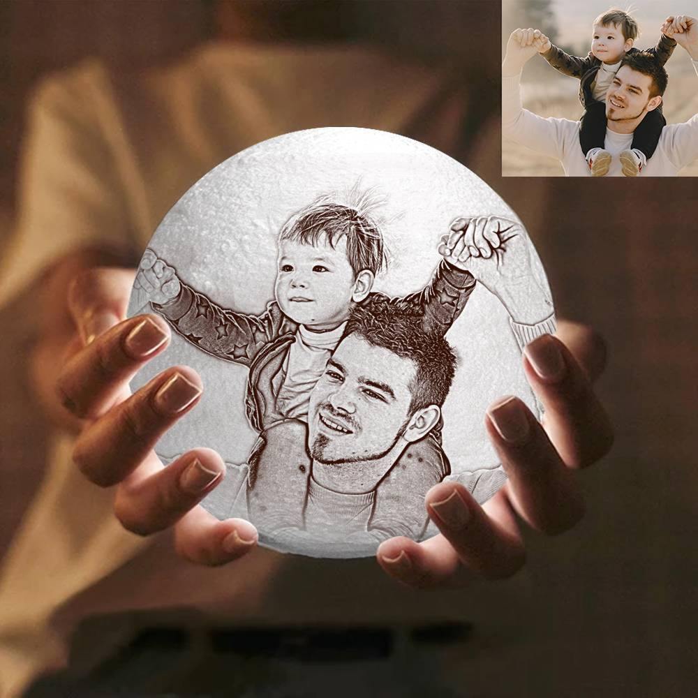 Photo Moon Lamp, Custom 3D Photo Light, For Mom - Touch Two Colors 10-15cm
