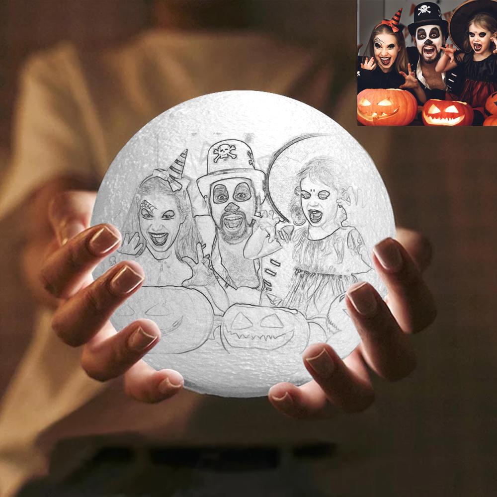 Magic Halloween 3D Printing Moon Light Photo Engraved - Touch Two Colors（10-15cm）