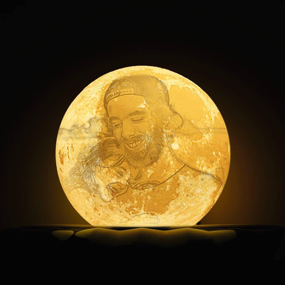 Photo Moon Lamp, Custom 3D Photo Light, Lamp Moon - Touch Two Colors