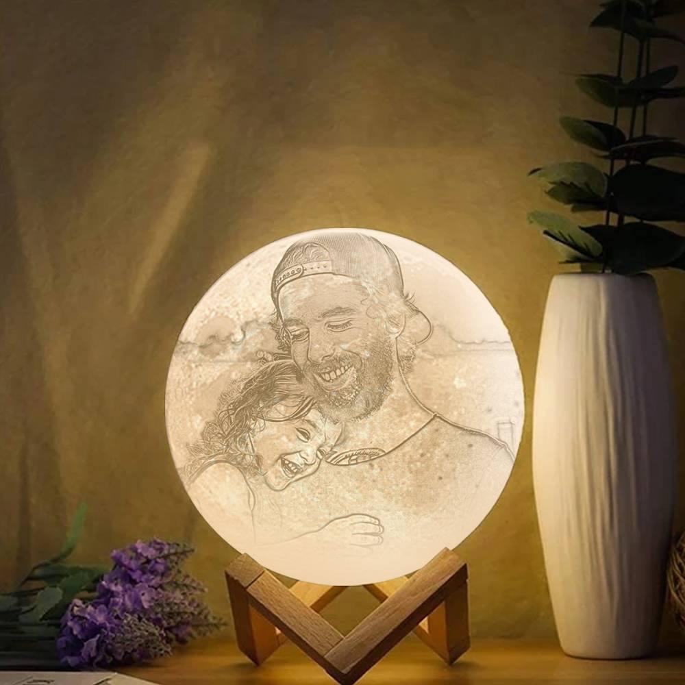Photo Moon Lamp, Custom 3D Photo Light, Lamp Moon - Touch Two Colors