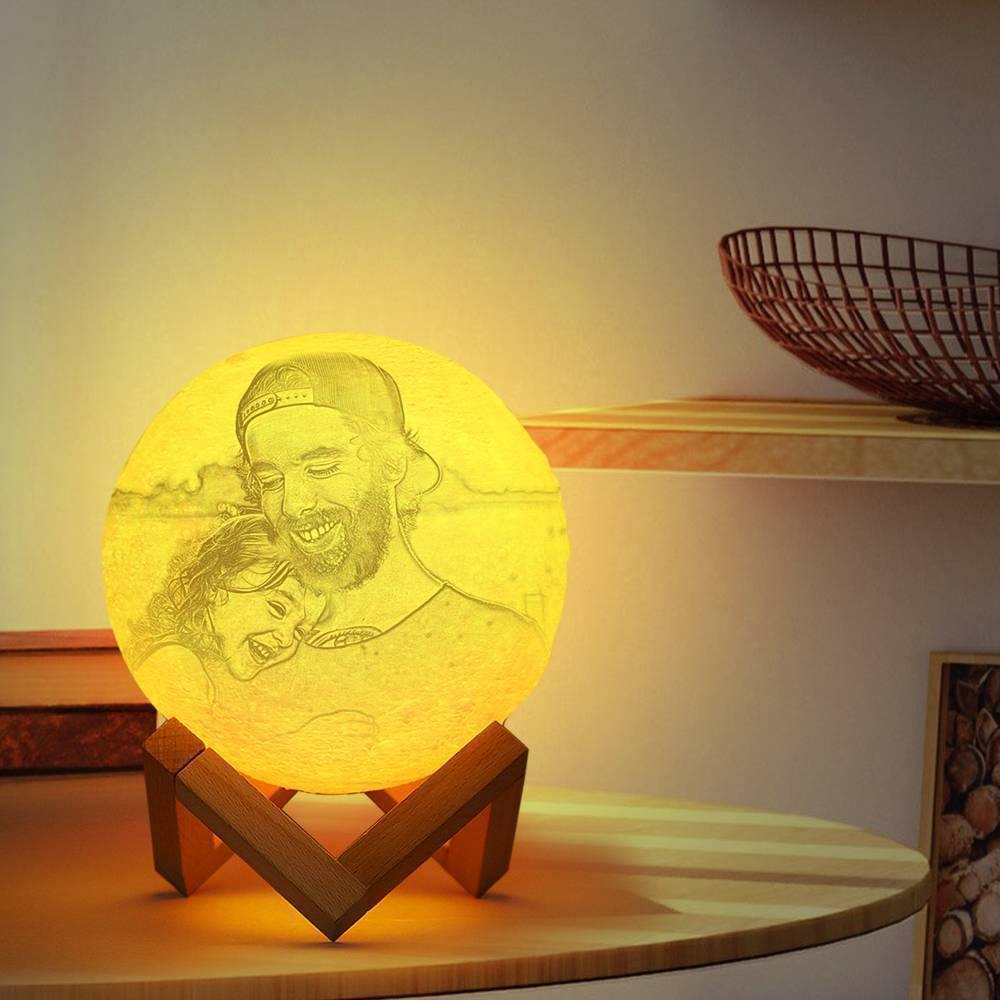 Photo Moon Lamp, Custom 3D Photo Light, Lamp Moon - Touch Two Colors