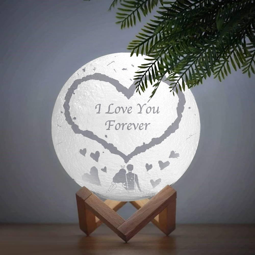 Photo Moon Lamp, Custom 3D Photo Light, Lamp Moon Couple's Gift - Touch Two Colors 15cm Available
