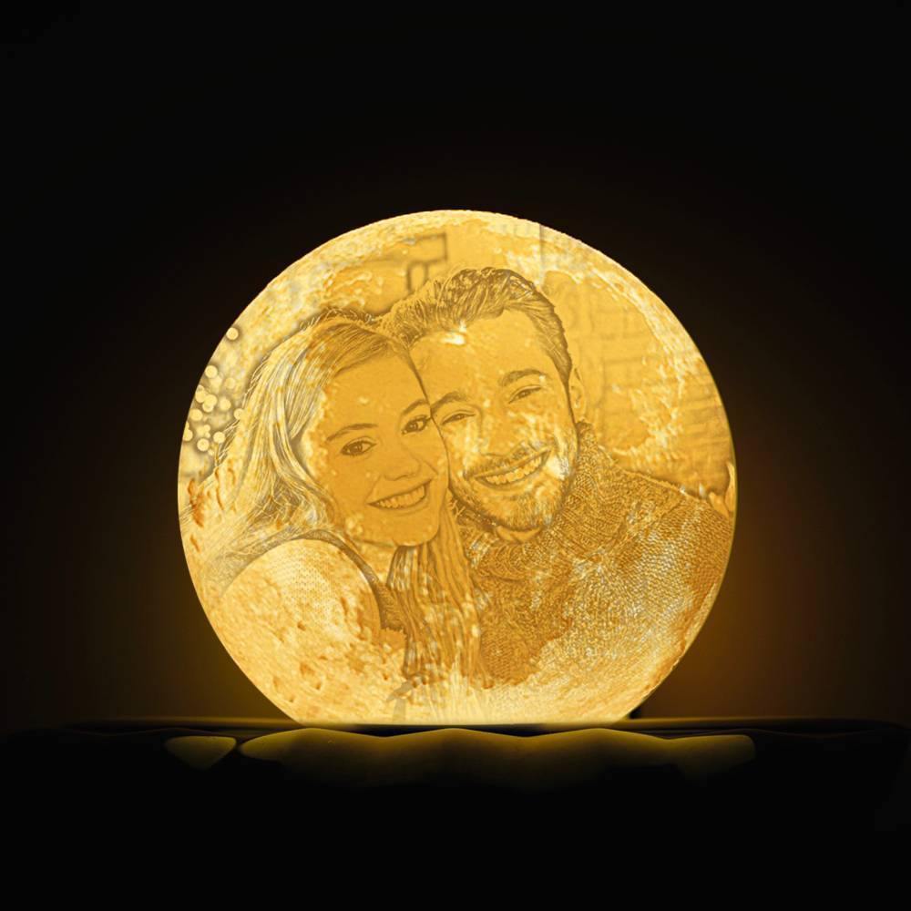 Photo Moon Lamp, Custom 3D Photo Light, Lamp Moon Couple's Gift - Touch Two Colors 15cm Available