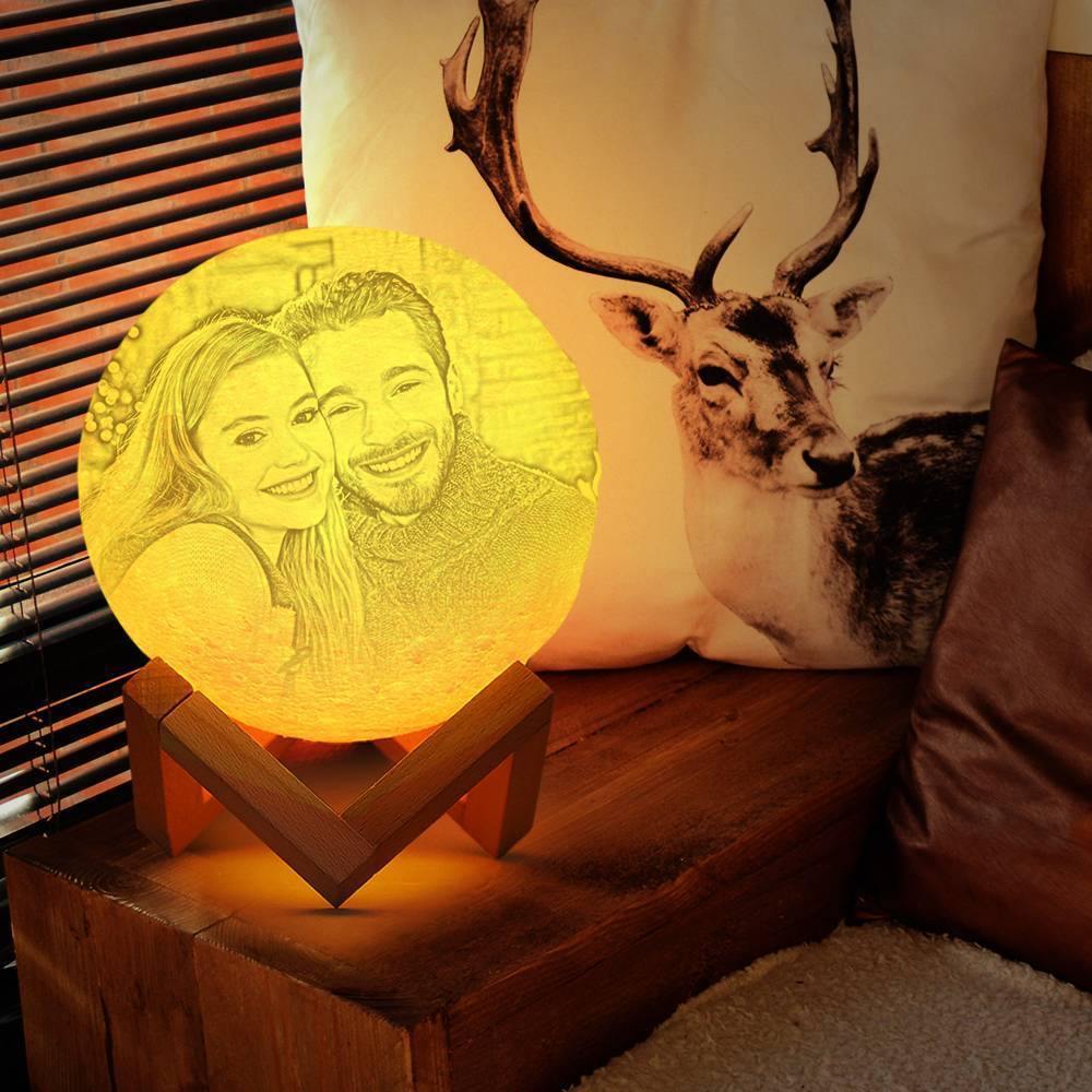 Photo Moon Lamp, Custom 3D Photo Light, Lamp Moon Couple's Gift - Touch Two Colors 15cm Available