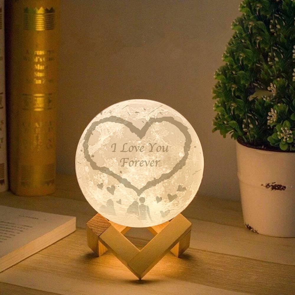 Photo Moon Lamp, Custom 3D Photo Light, Lamp Moon Couple's Gift - Touch Two Colors 15cm Available