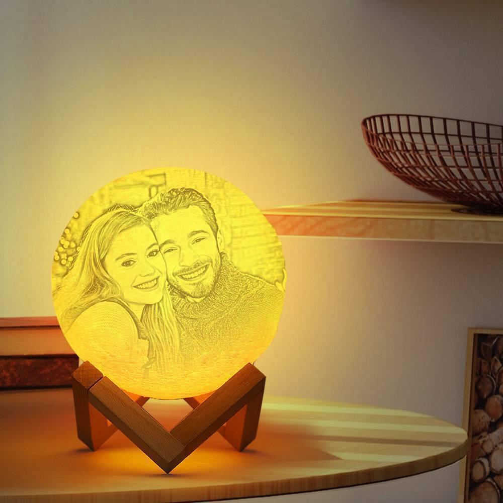 Photo Moon Lamp, Custom 3D Photo Light, Lamp Moon Couple's Gift - Touch Two Colors 15cm Available