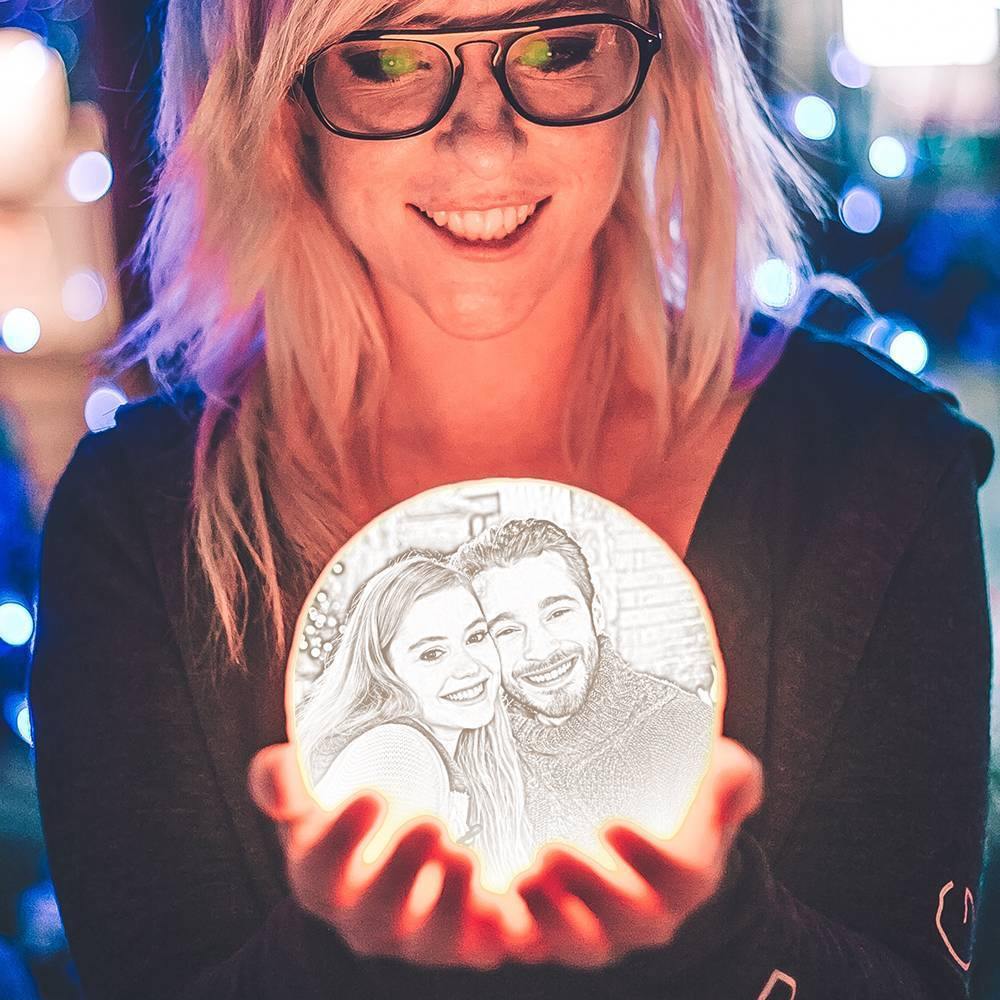 Photo Moon Lamp, Custom 3D Photo Light, Lamp Moon Couple's Gift - Touch Two Colors 15cm Available