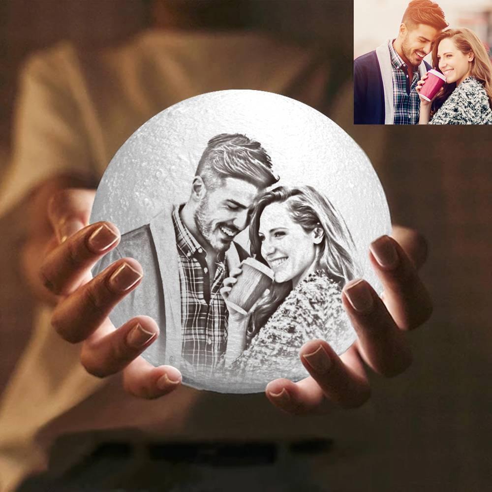 Photo Moon Lamp, Custom 3D Photo Light, Creative Gift - Tap Three Colors 10cm-20cm Available