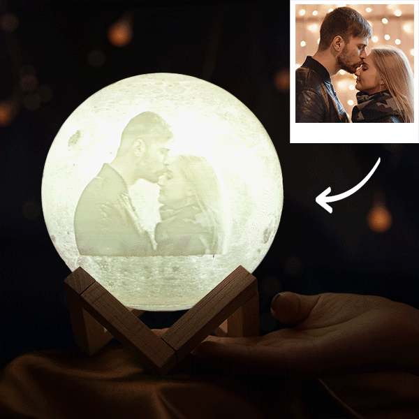 Photo Moon Lamp, Custom 3D Photo Light, Creative Gift - Tap Three Colors 10cm-20cm Available