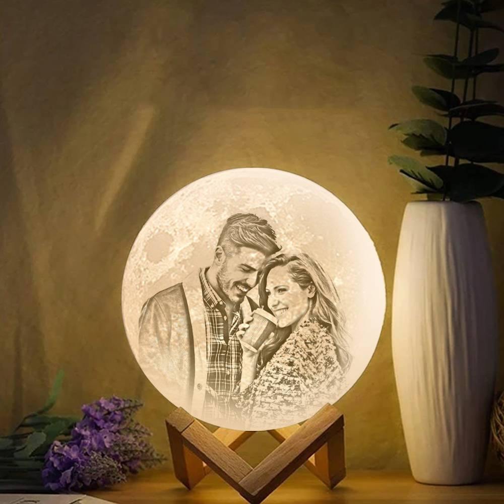 Photo Moon Lamp, Custom 3D Photo Light, Creative Gift - Tap Three Colors 10cm-20cm Available