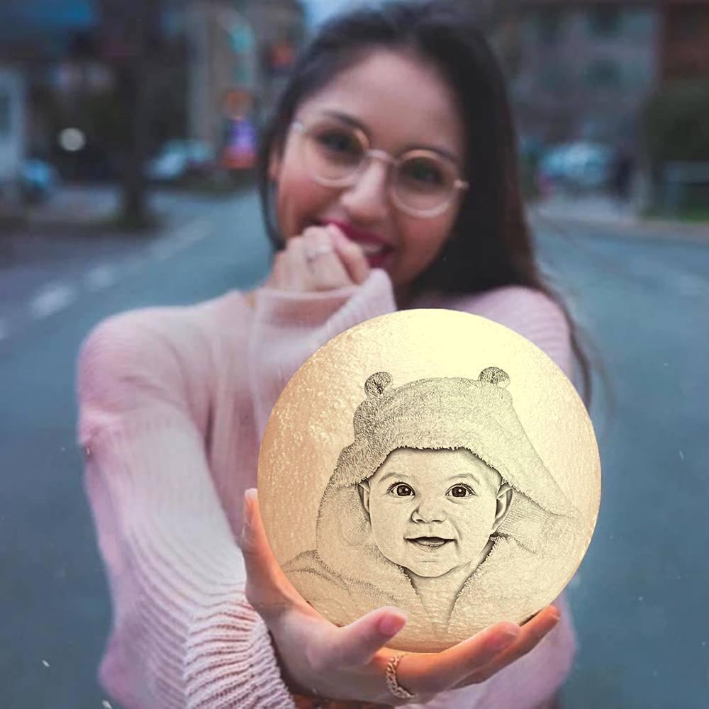 Photo Moon Lamp, Custom 3D Photo Light, Baby Gift 10-15cm