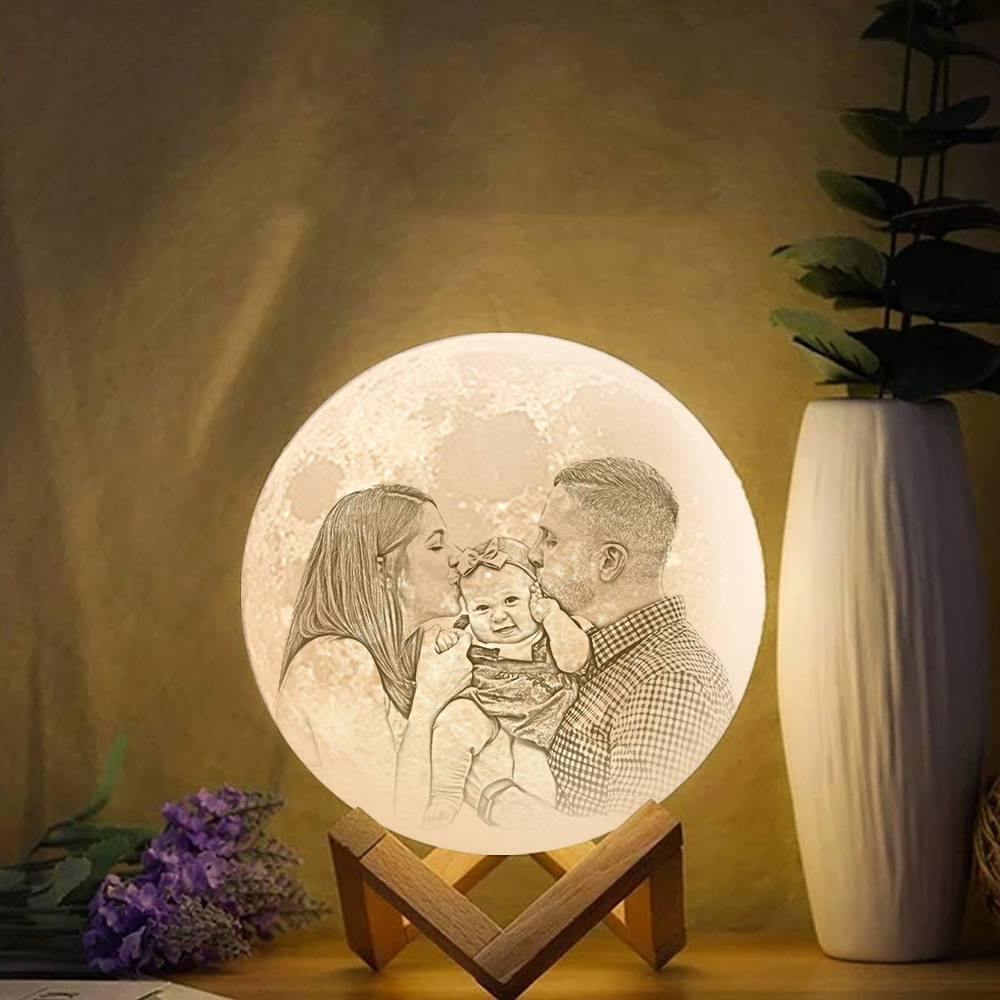 Photo Moon Lamp, Custom 3D Photo Light, Memorial Gift 10-15cm