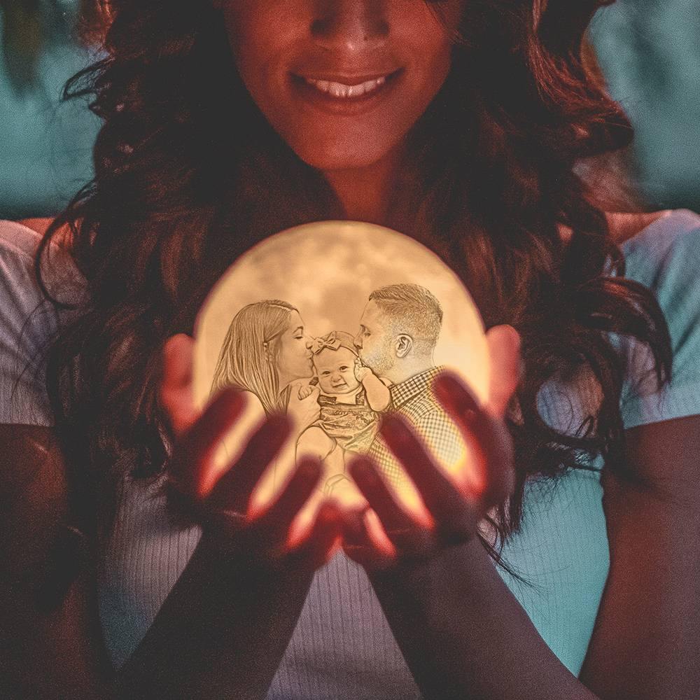 Photo Moon Lamp, Custom 3D Photo Light, Memorial Gift 10-15cm