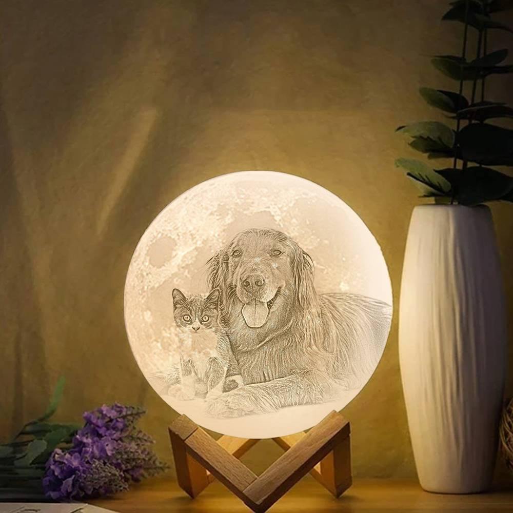 Photo Moon Lamp, Custom 3D Photo Light, Cute Pet 10-15cm