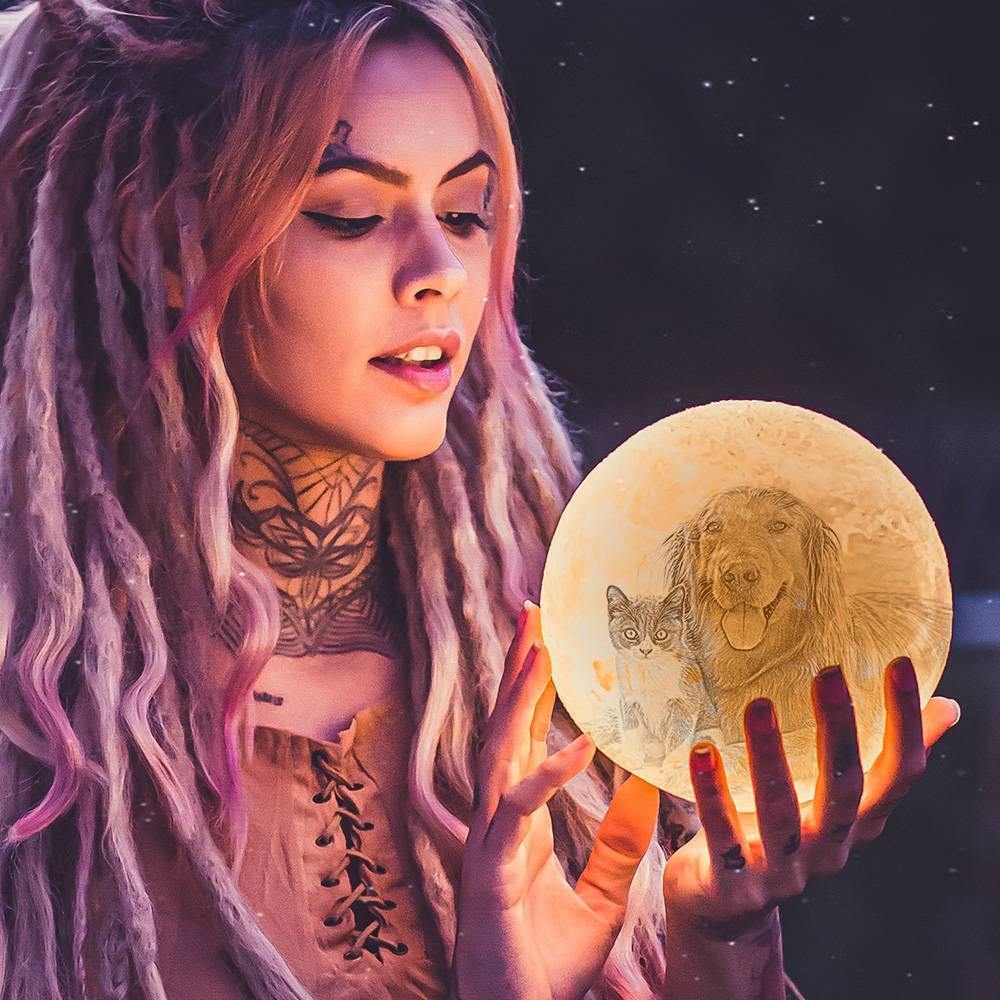 Photo Moon Lamp, Custom 3D Photo Light, Cute Pet 10-15cm