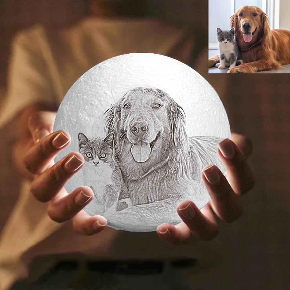 Photo Moon Lamp, Custom 3D Photo Light, Cute Pet 10-15cm