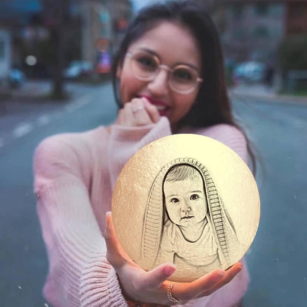 Photo Moon Lamp, Custom 3D Photo Light, Children's Gift - Remote Control 10-15cm
