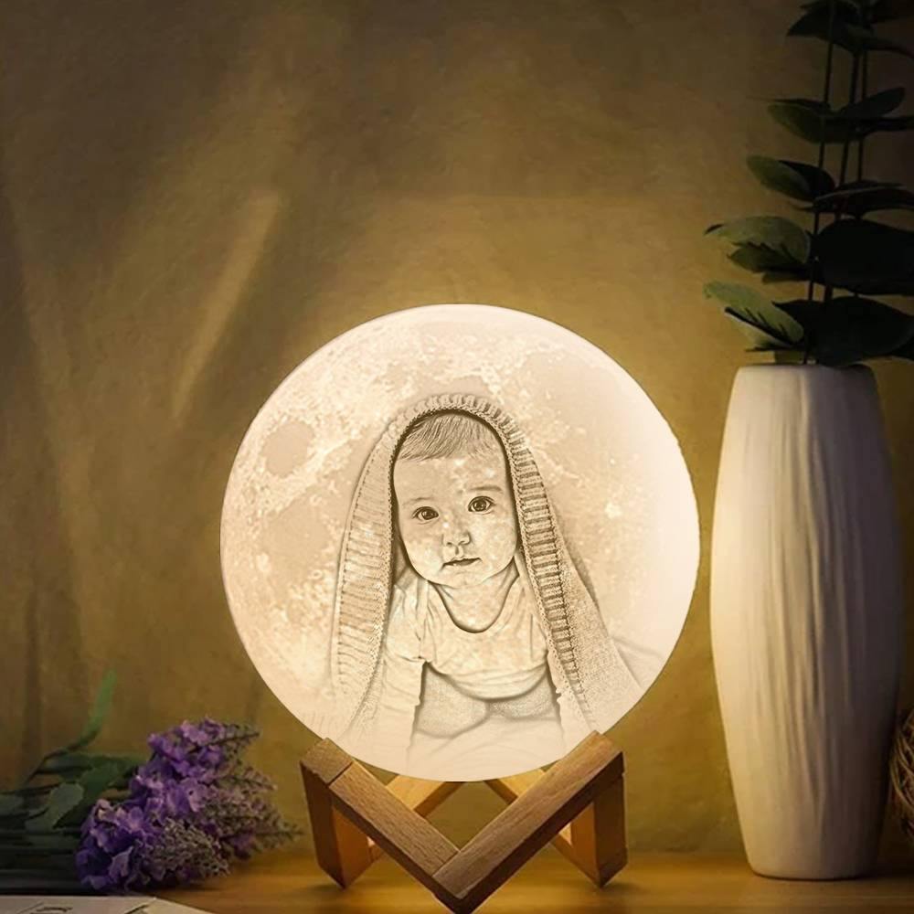 Photo Moon Lamp, Custom 3D Photo Light, Children's Gift - Remote Control 10-15cm