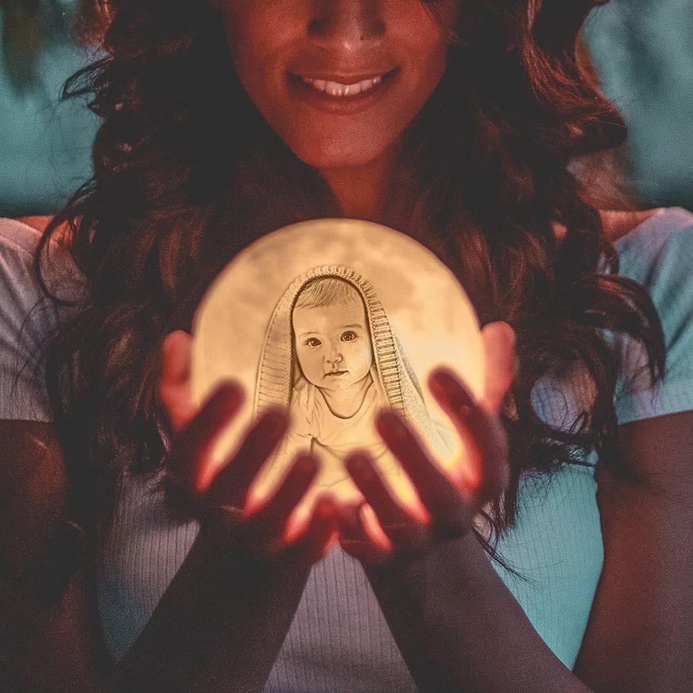 Photo Moon Lamp, Custom 3D Photo Light, Children's Gift - Remote Control 10-15cm