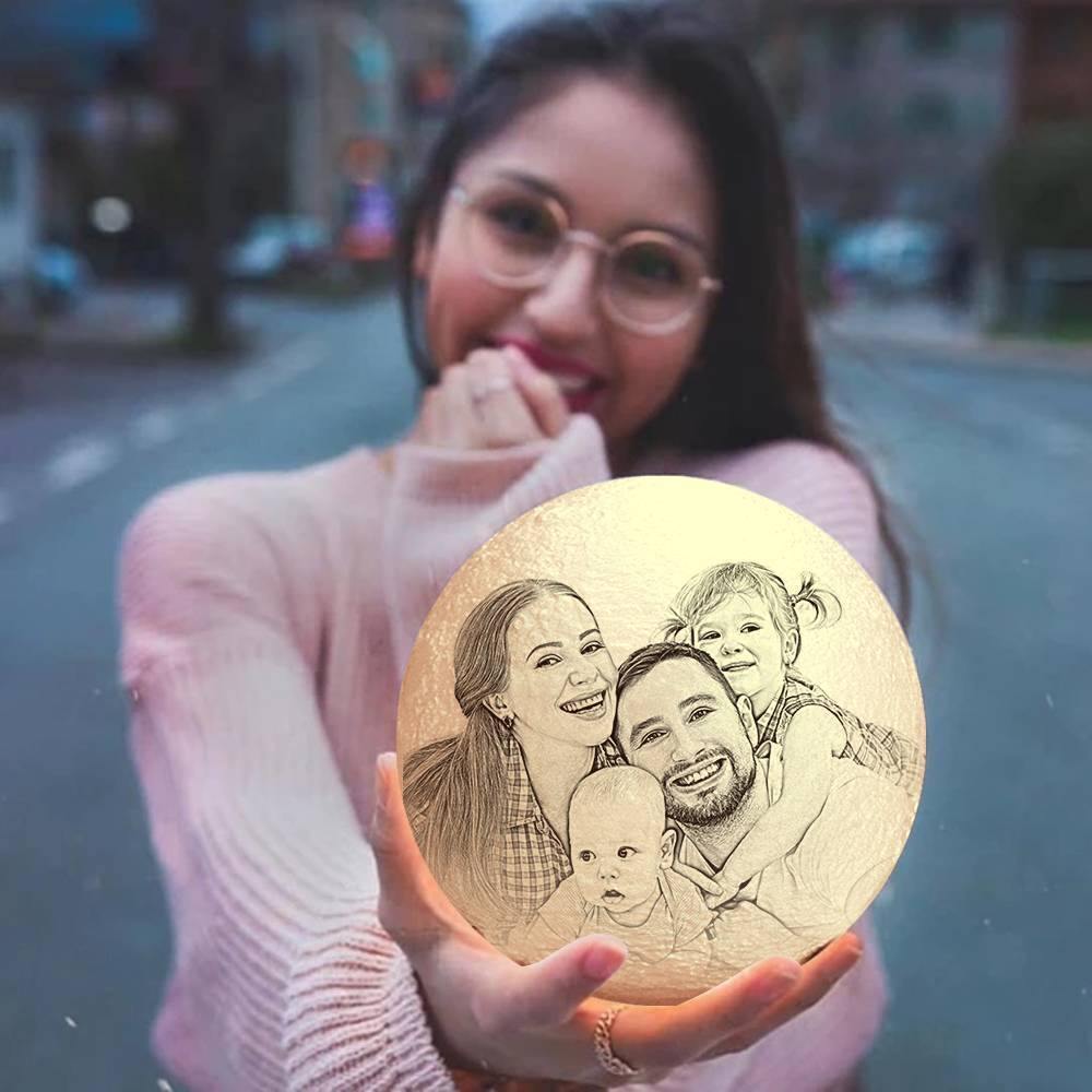 Photo Moon Lamp, Custom 3D Photo Light, Family Decoration - Remote Control 10-15cm