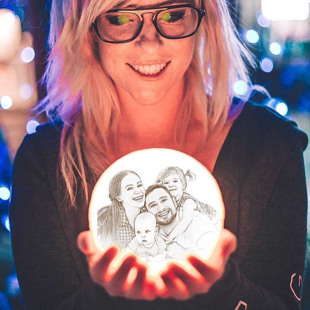 Photo Moon Lamp, Custom 3D Photo Light, Family Decoration - Remote Control Sixteen Colors（10-20cm）