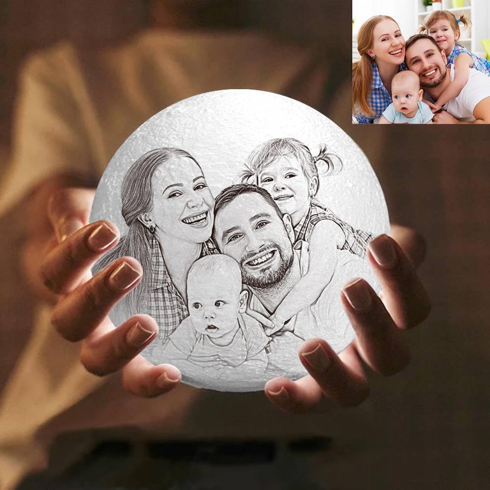 Photo Moon Lamp, Custom 3D Photo Light, Family Decoration - Remote Control Sixteen Colors（10-20cm）