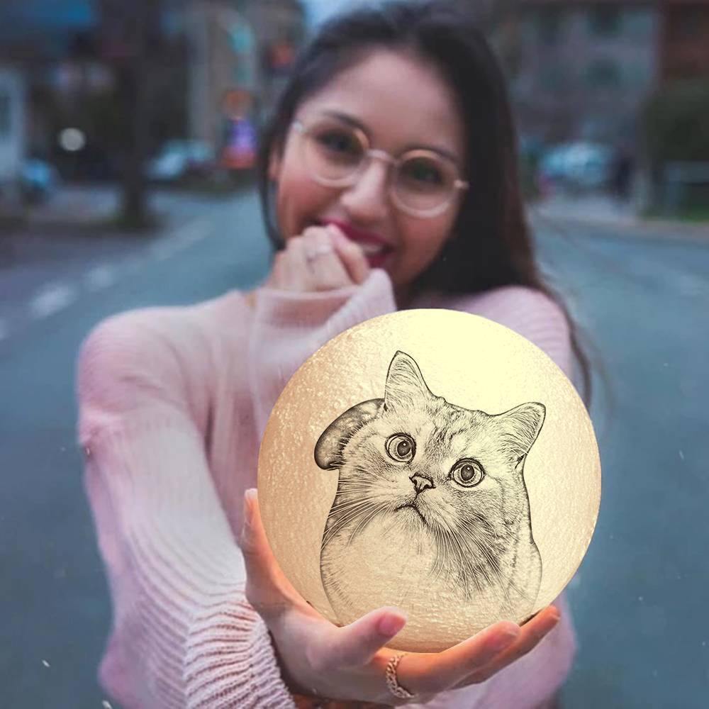 Photo Moon Lamp, Custom 3D Photo Light, Cute Pet - Remote Control 10-15cm