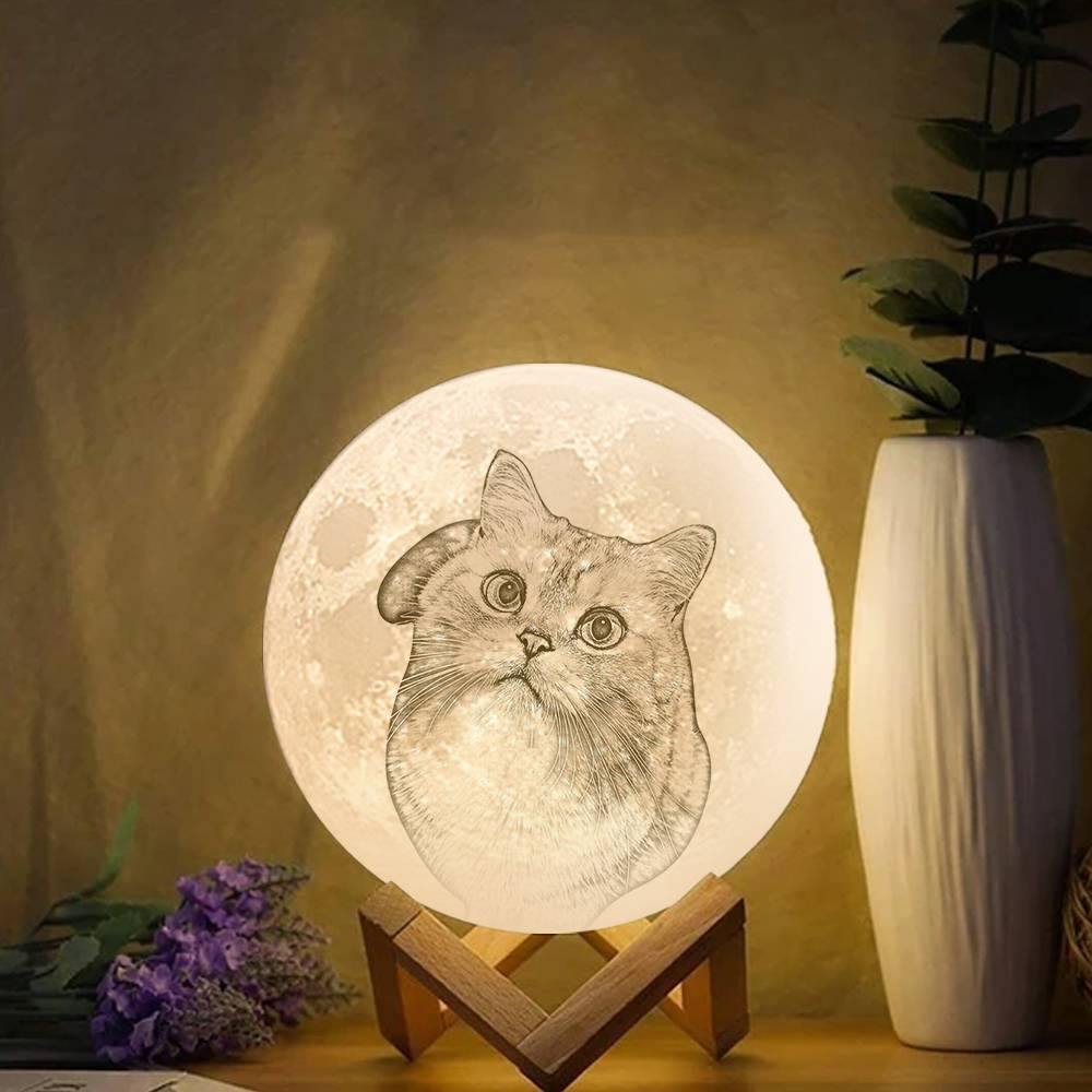 Photo Moon Lamp, Custom 3D Photo Light, Cute Pet - Remote Control 10-15cm