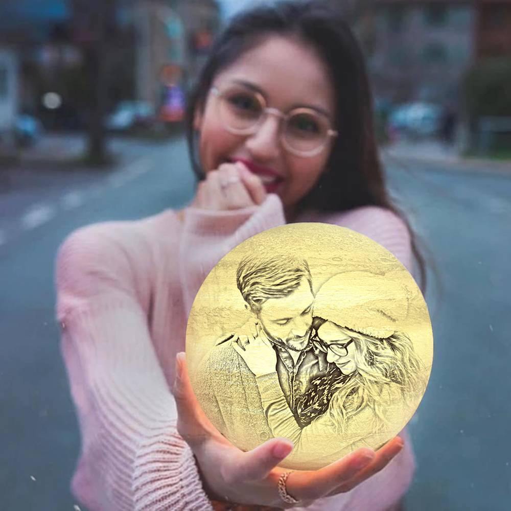 Magic 3D Printing Jupiter Light Photo Engraved, Lamp Jupiter - Touch Two Colors (10-15cm)