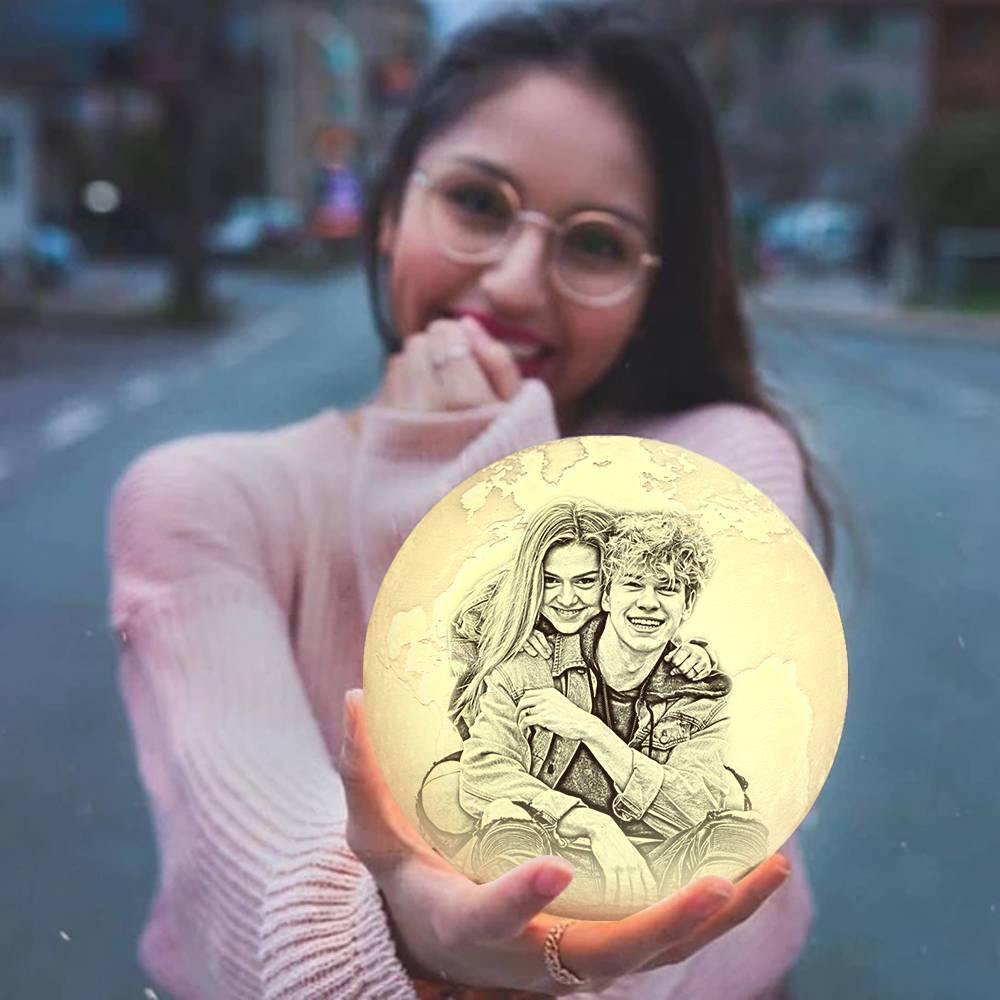 Magic 3D Printing Earth Light Photo Engraved, Lamp Jupiter - Touch Two Colors (10-20cm)
