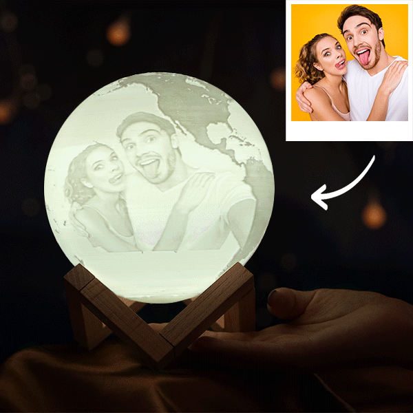 Magic 3D Printing Earth Light Photo Engraved, Lamp Jupiter - Touch Two Colors (10-20cm)