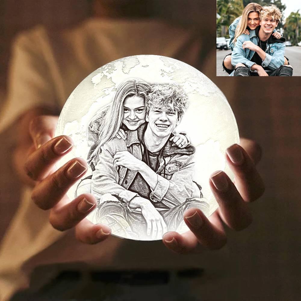 Magic 3D Printing Earth Light Photo Engraved, Lamp Jupiter - Touch Two Colors (10-20cm)