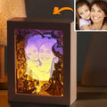 Personalized Square 3D Wood Cut Template Light Box  Remote Control Lamp