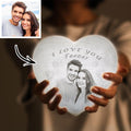 Photo Moon Lamp Custom 3D Photo Light Lamp Moon Heart Shape for Lover - Touch Three Colors 4.72inch 5.9inch Available