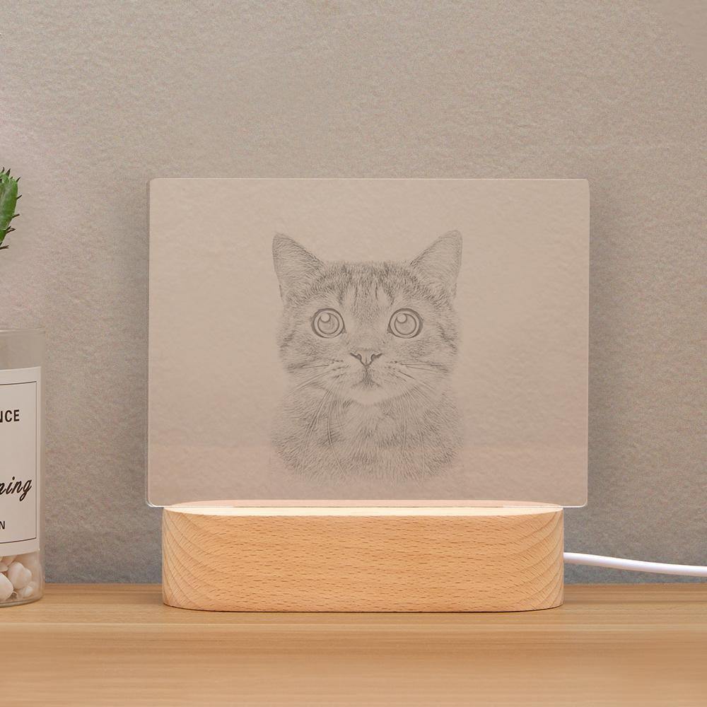 Personalized Photo Night Light Cat Theme