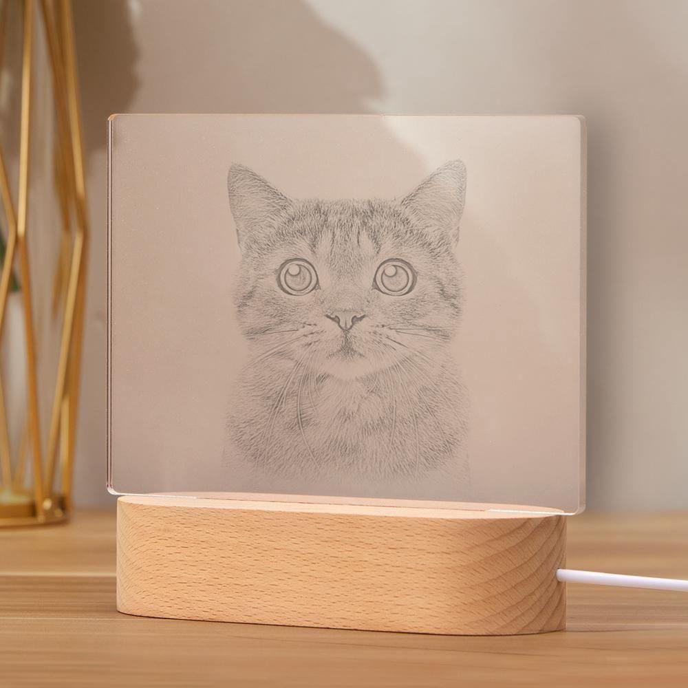 Personalized Photo Night Light Cat Theme
