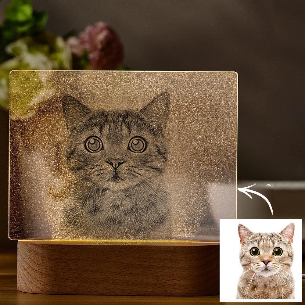 Personalized Photo Night Light Cat Theme