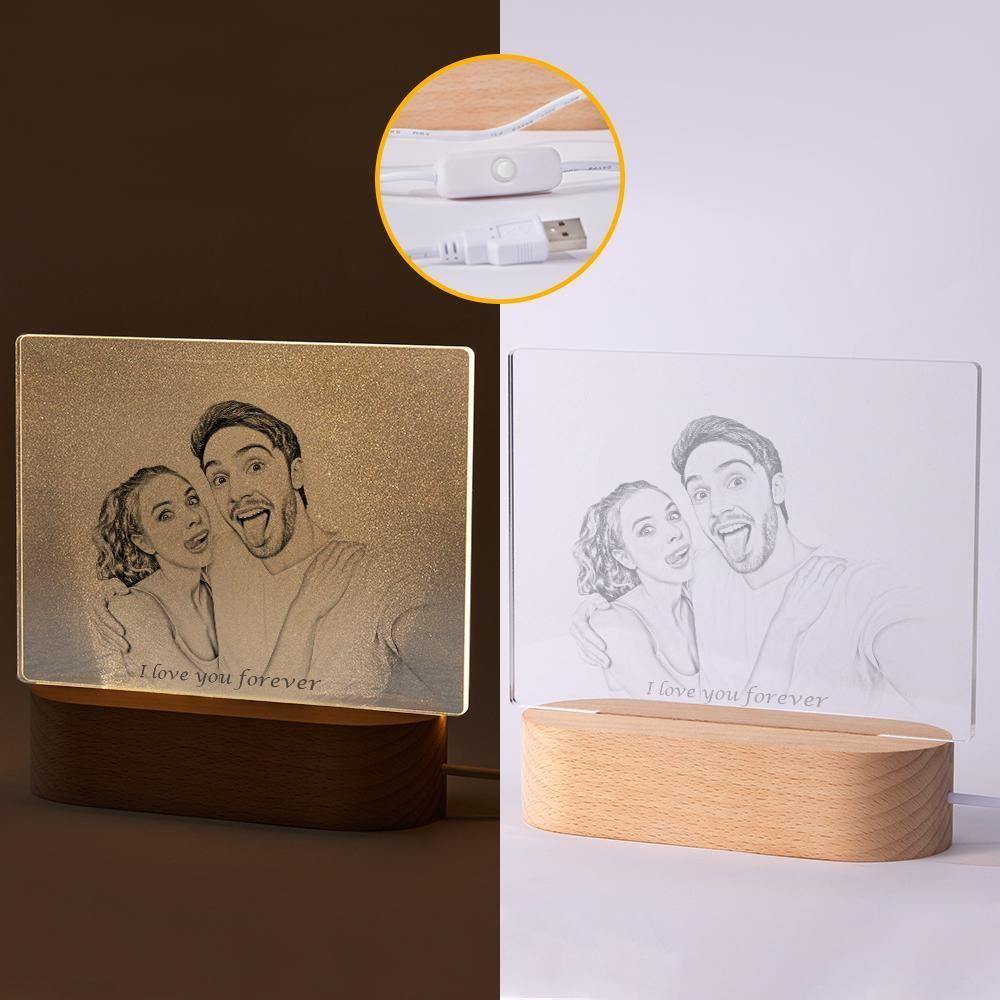 Personalized Photo Engraved Night Light Couple Theme
