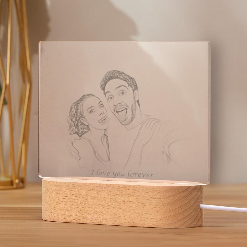 Personalized Photo Engraved Night Light Couple Theme