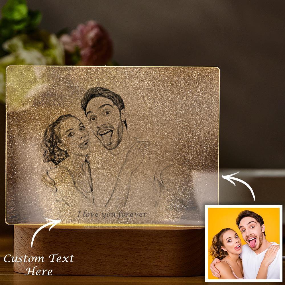 Personalized Photo Engraved Night Light Couple Theme
