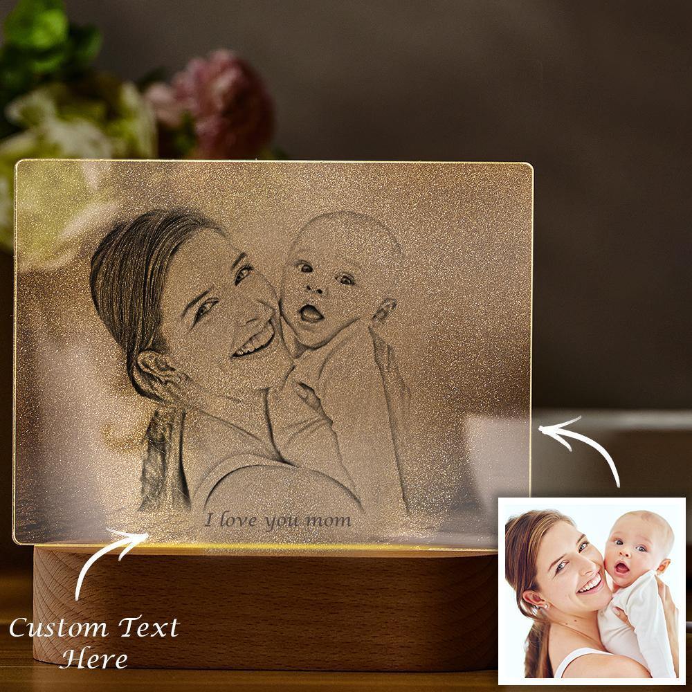 Personalized Photo Engraved Night Light Mother Theme