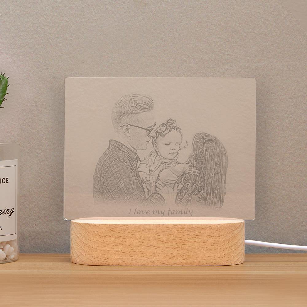 Personalized Photo Engraved Night Light Family Theme
